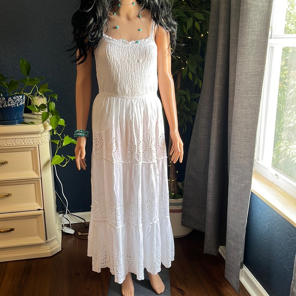 Jessica Simpson Whitecotton maxi dress l
